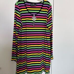Killstar Multicolor Rainbow Warrior Striped Dress Size 4XL